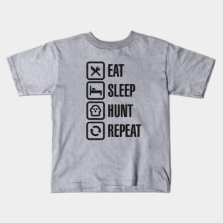 Eat sleep ghost hunt / hunting repeat - ghosthunter (black) Kids T-Shirt